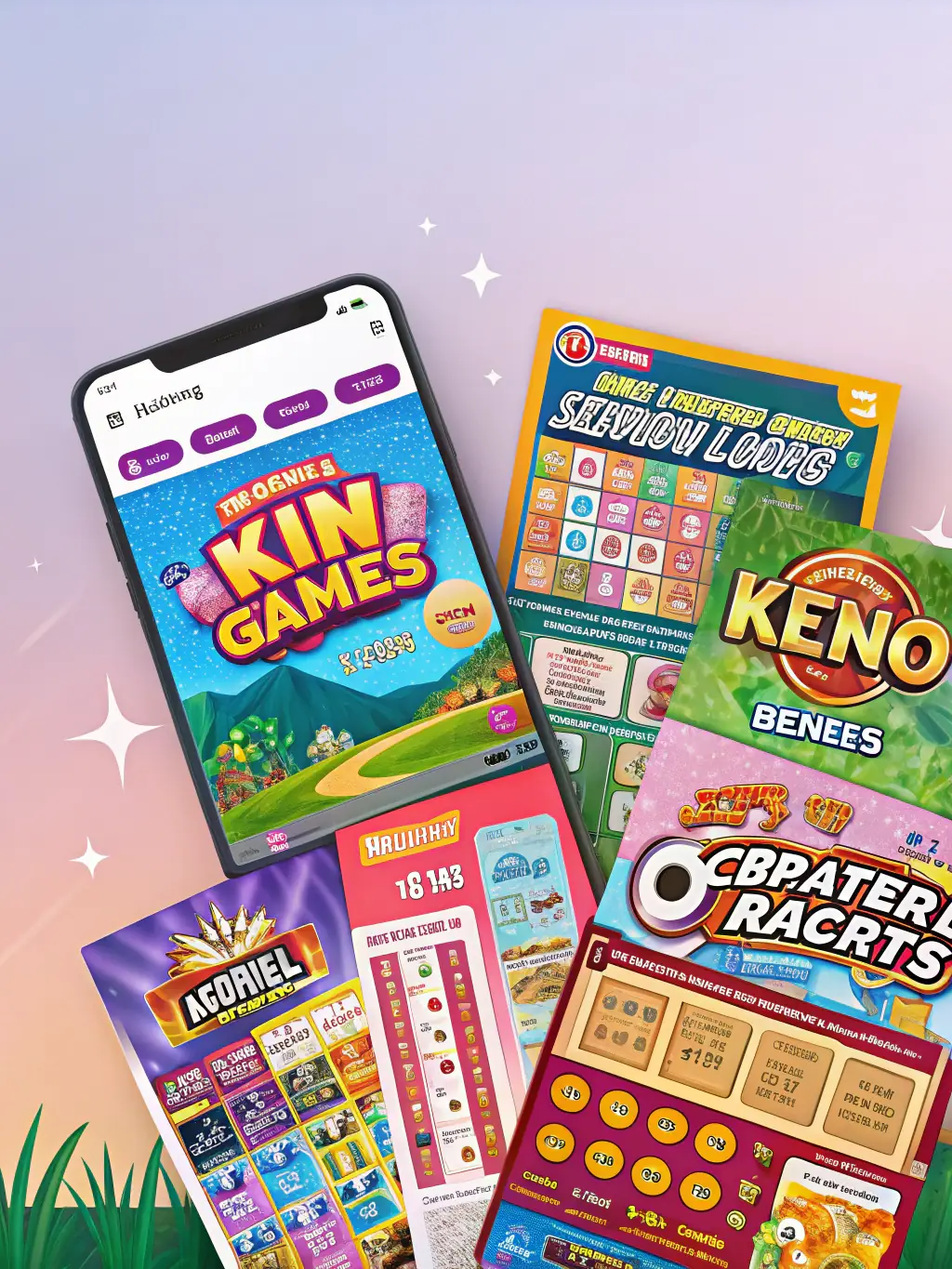 A vibrant collage of various casino games, sports events, and live dealer interfaces available on PIN8, showcasing the platform's diverse gaming options.